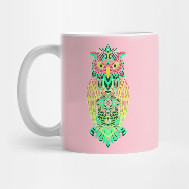 owl of wisdom pattern ecopop in boho style by jorge_lebeau